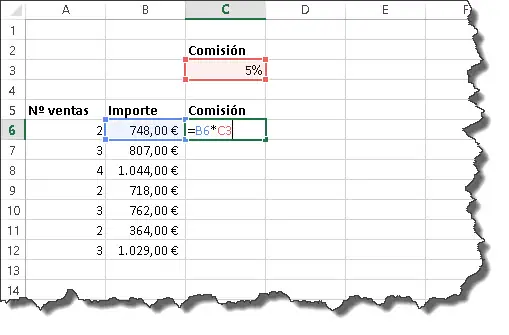 referencias en fórmulas Excel