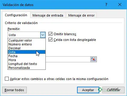 05 Lista validación de datos