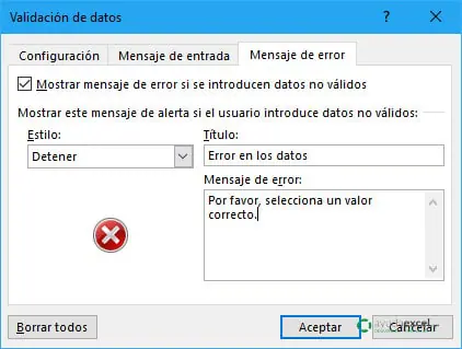08 Mensaje error validacion datos