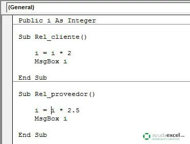 ambito de una variable publica vba excel