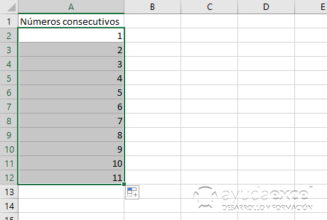 crear números consecutivos excel