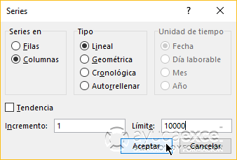 cuadro rellenar series numeros consecutivos excel