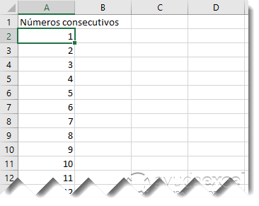 numeros consecutivos excel rellenar series