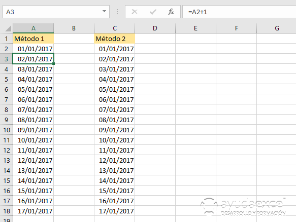 fechas numeros consecutivos excel