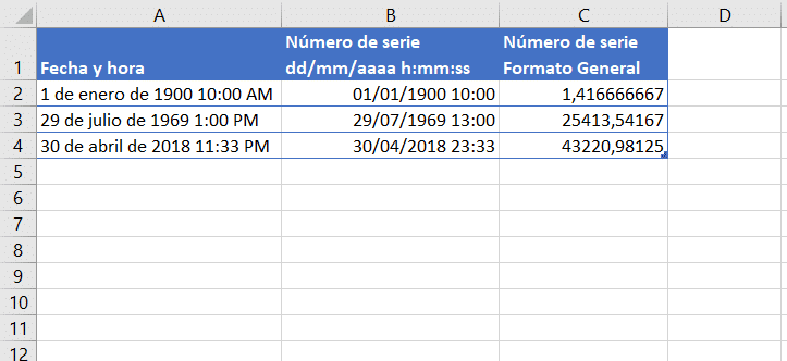 fechas y horas en excel