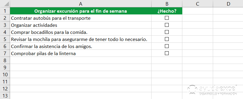 Crear Un Checklist En Excel Con Casillas De Verificación Ayuda Excel