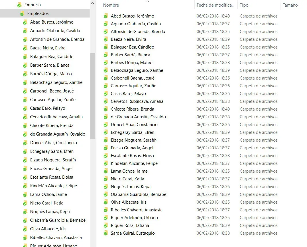Directorio documentación Excel