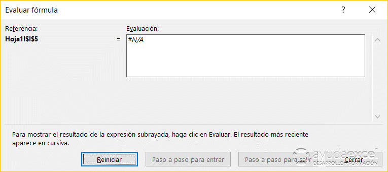 Excel herramienta evaluar fórmula