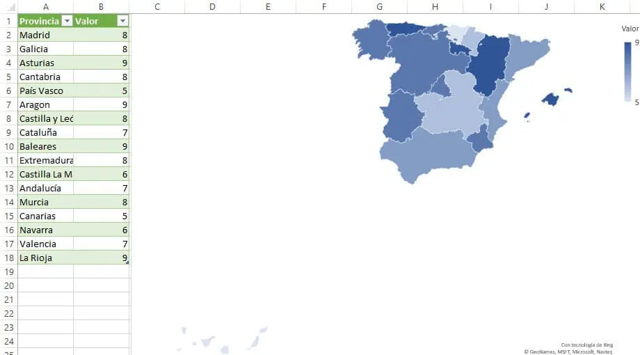 Gráfico mapa Excel