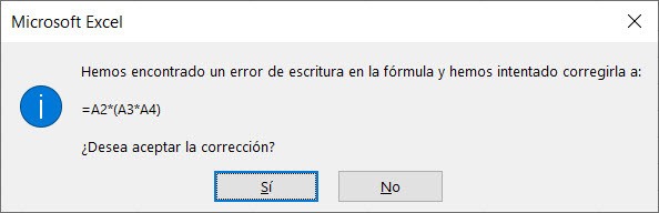 Error con paréntesis Excel