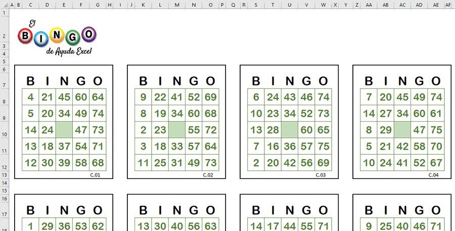 Salvación Coro nadar Cartones para Bingo 75 y Bingo 90 - Ayuda Excel