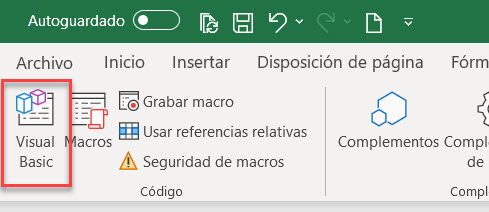 botón visual basic excel