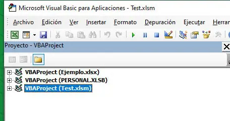 explorador de proyectos vba excel
