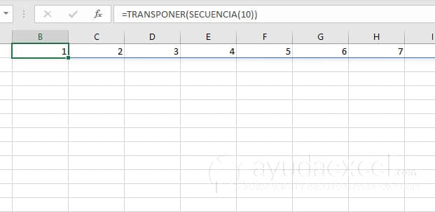 funcion secuencia excel horizontal