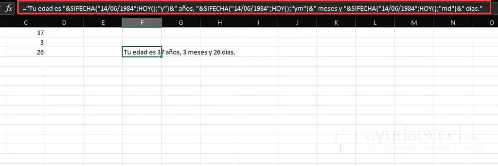 edad en años meses y dias