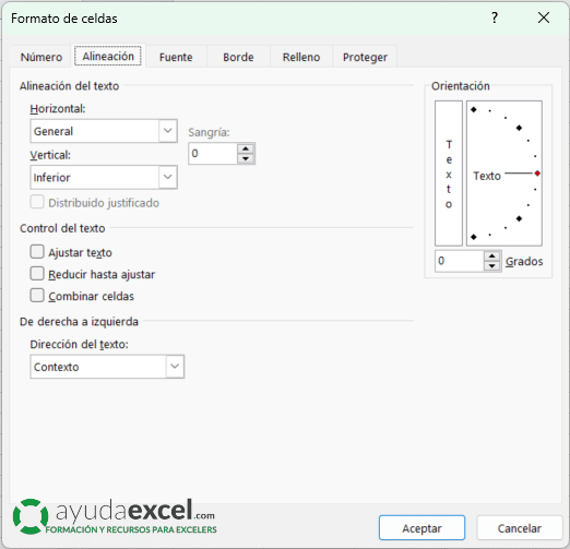 alinear celdas excel