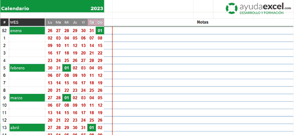 Plantillas De Calendario Excel 2023 Ayuda Excel 0603